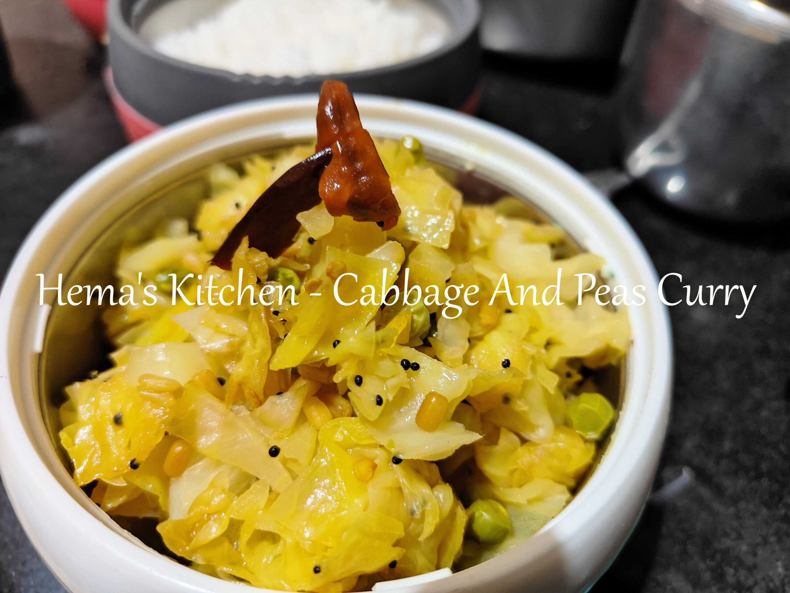 Cabbage and peas curry